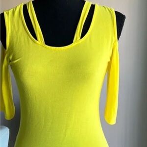 VENUS Bright Yellow Cold Shoulder top